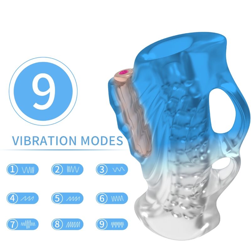 Masturbador y Vibrador de Dedo con Degradado Azul