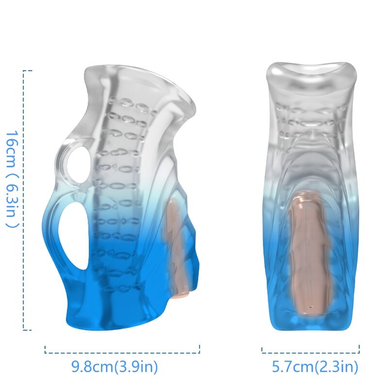 Masturbador y Vibrador de Dedo con Degradado Azul