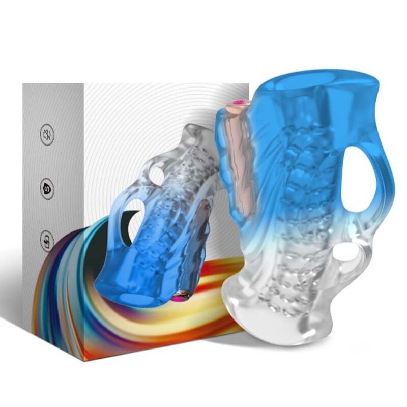 Masturbador y Vibrador de Dedo con Degradado Azul