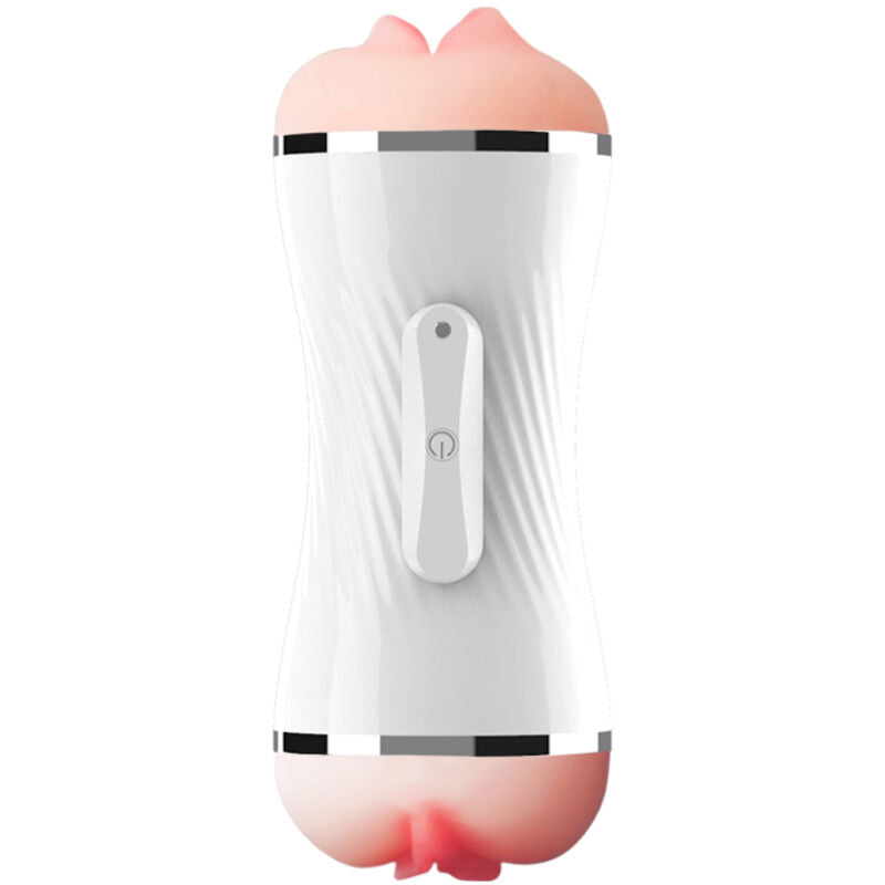 Dual Entry Vibrating Masturbator - White
