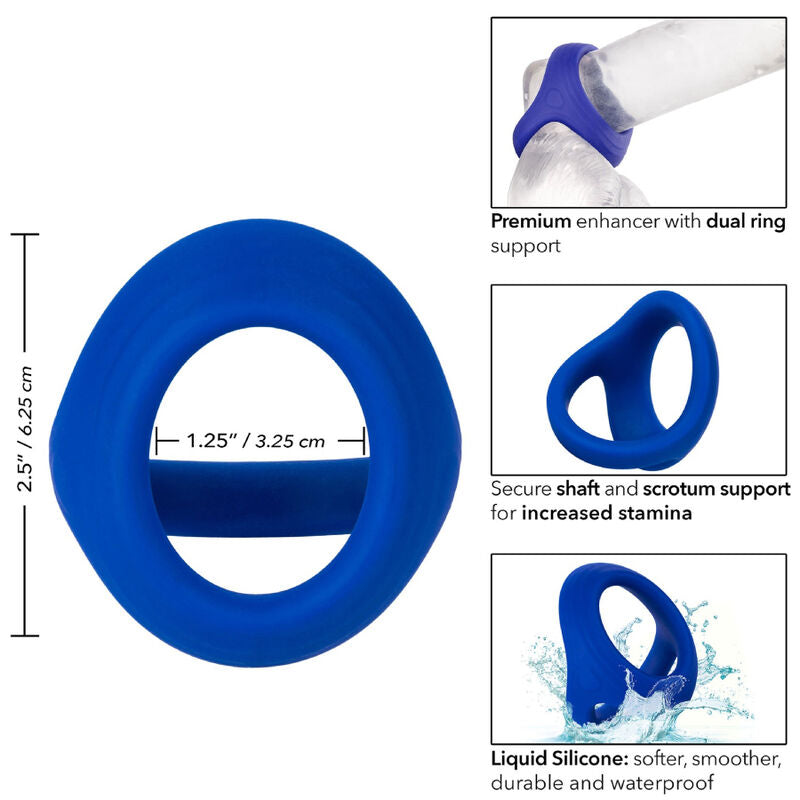 Anillo Dual para Pene y Testículos en Azul Marino