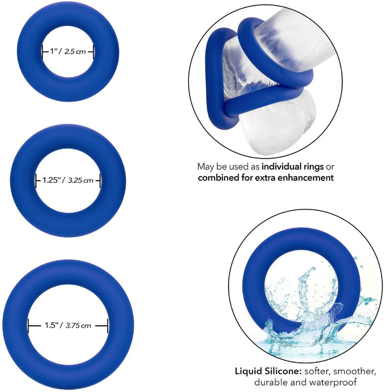 Set de Anillos para Pene de Silicona Admiral - Azul