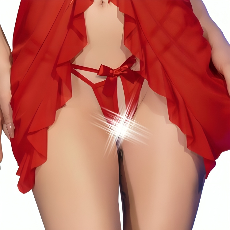 Babydoll Rojo Sin Entrepierna & Tanga CR 4696