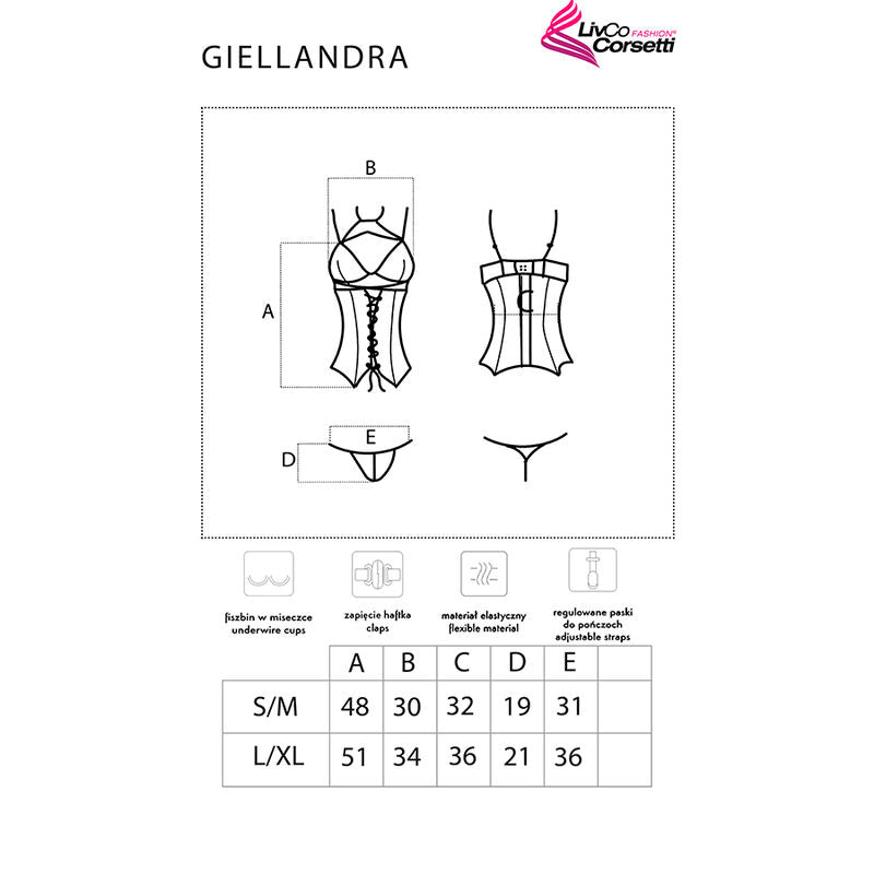 Conjunto Sensual de Corpete e Cuecas Preto Giellandra