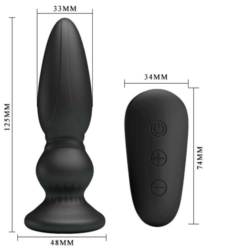 Vibrador Anal com Controlo Remoto Preto