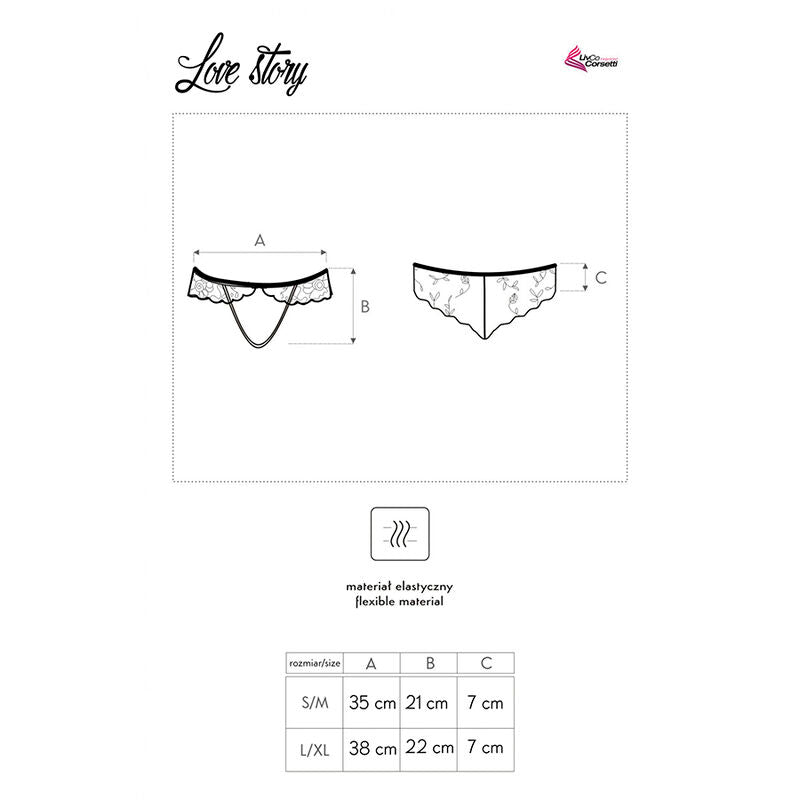 Love Story Crotchless Black Panty L/XL