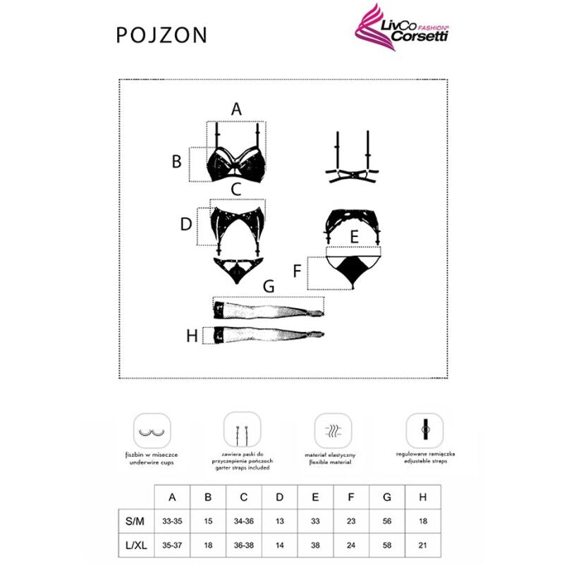 Pojzon Lc 90670 Conjunto de Lencería Elegante