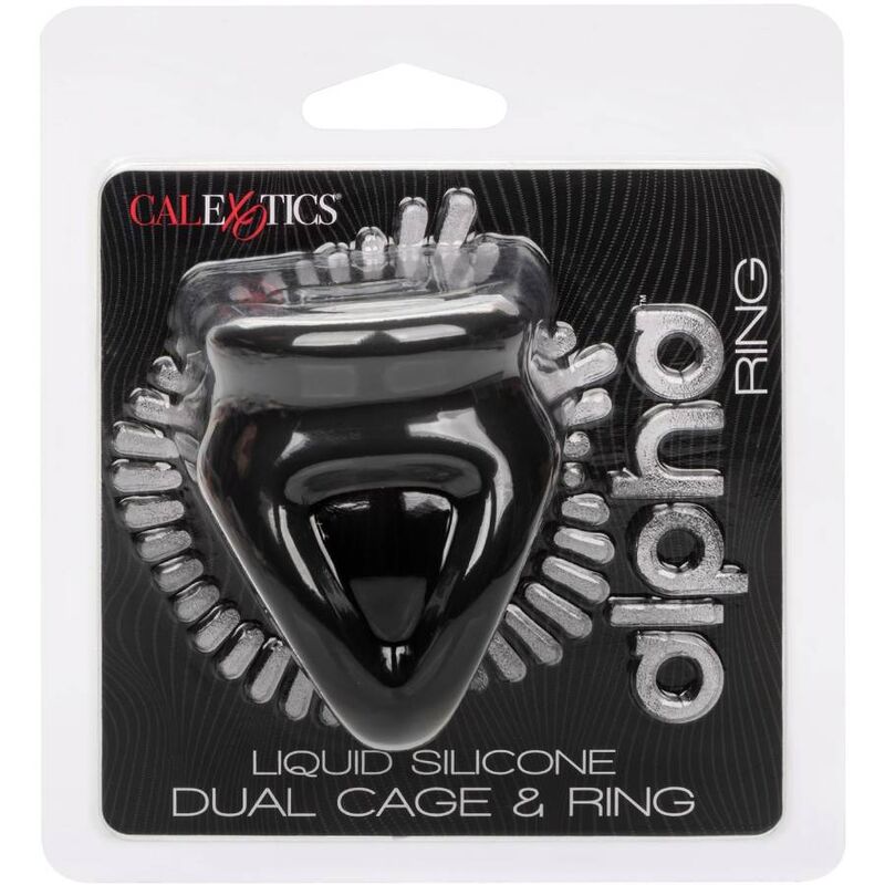 Anillo de Erección Dual Alpha con Jaula - Negro