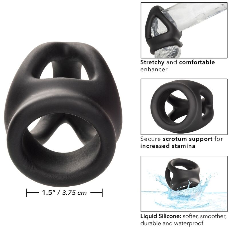 Anillo de Erección Dual Alpha con Jaula - Negro