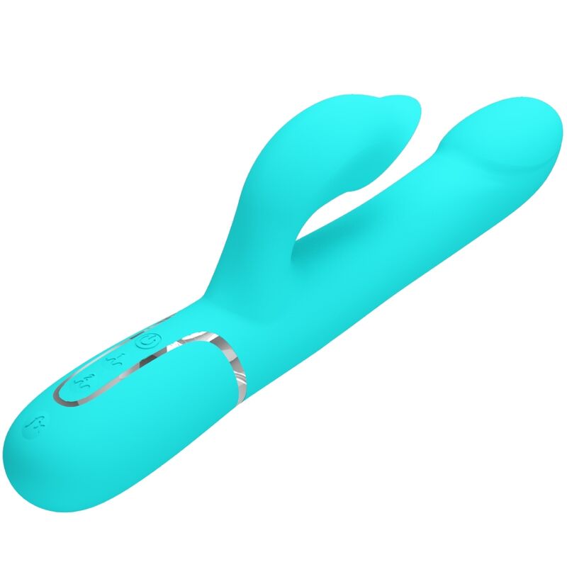 Vibrador Rabbit Verde Água com Pérolas