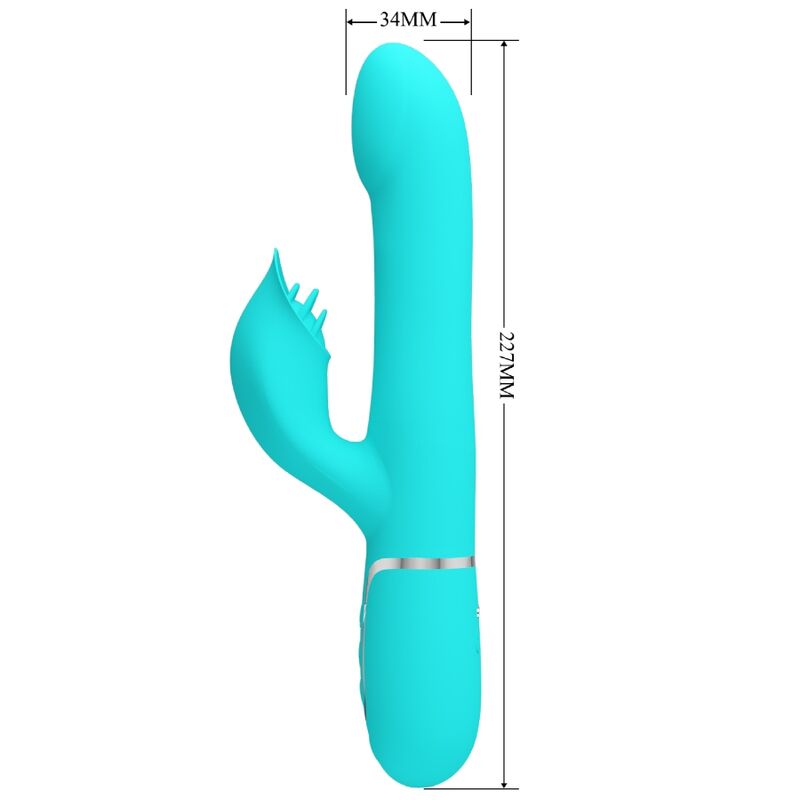 Vibrador Rabbit Verde Água com Pérolas