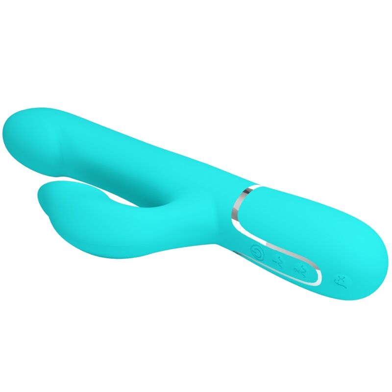 Vibrador Rabbit Verde Água com Pérolas