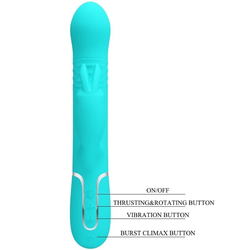 Coale Rabbit Vibrator with Pearls - Aqua