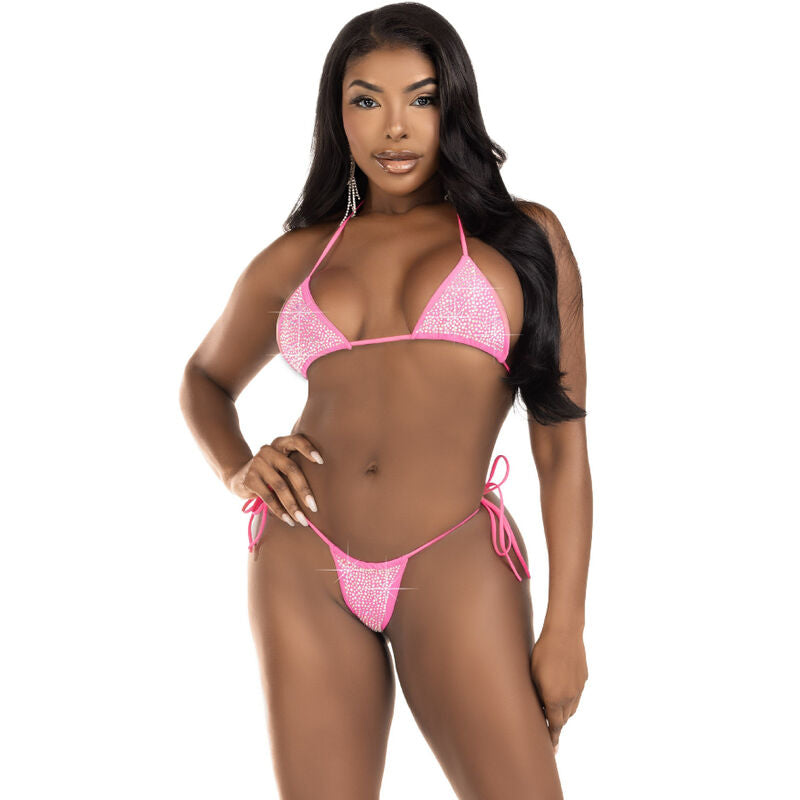Lencería Bikini de Diamantes Fucsia