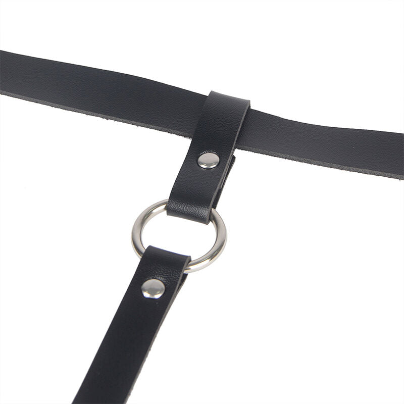 Arnés de Piernas con Cadena de Cuero - Negro