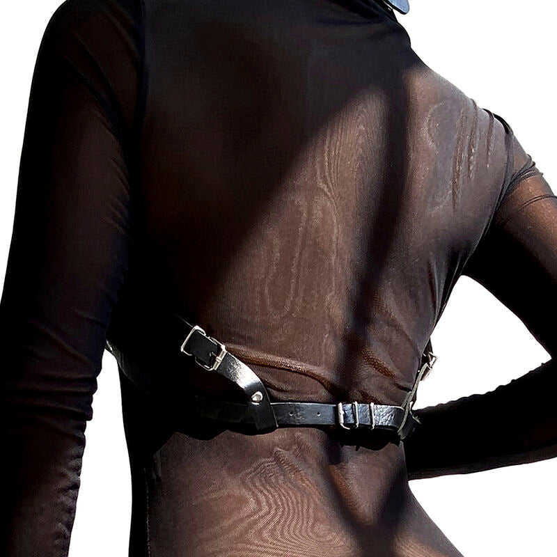 Arnés de Pecho de Cuero Negro Ajustable