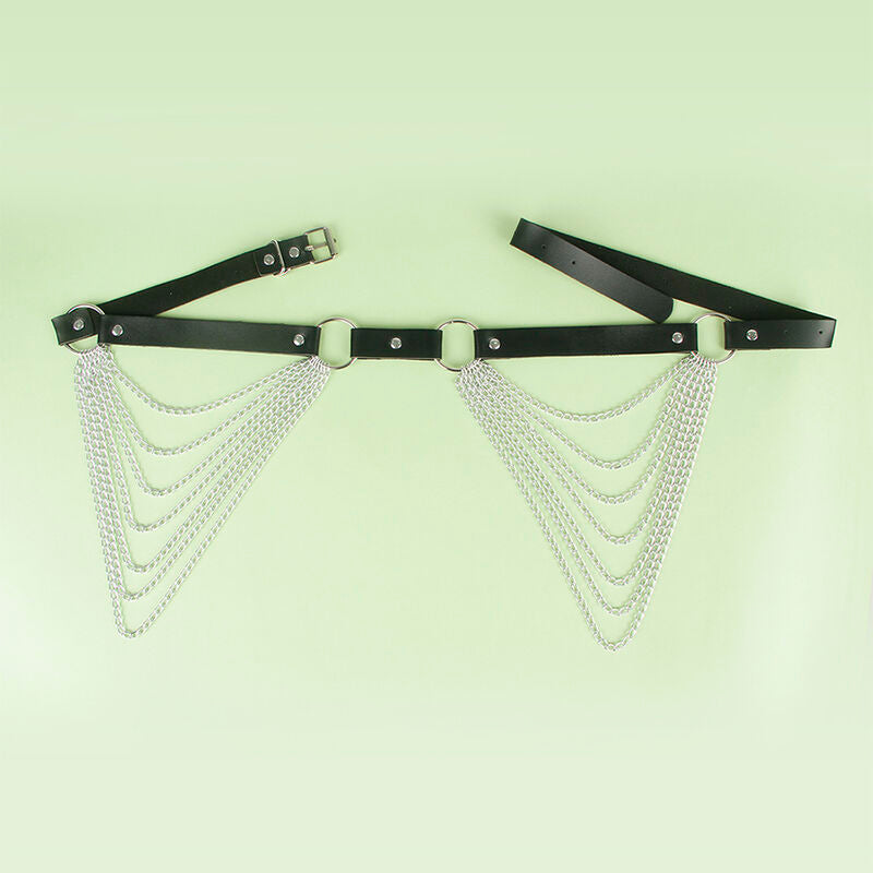Black Leather Chain Belt - Lingerie