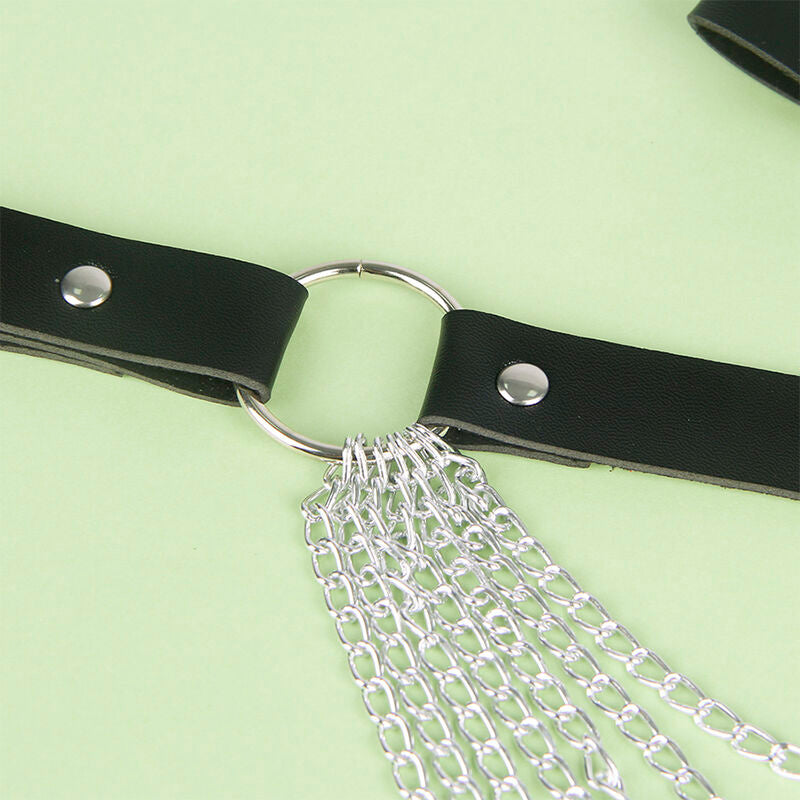 Black Leather Chain Belt - Lingerie