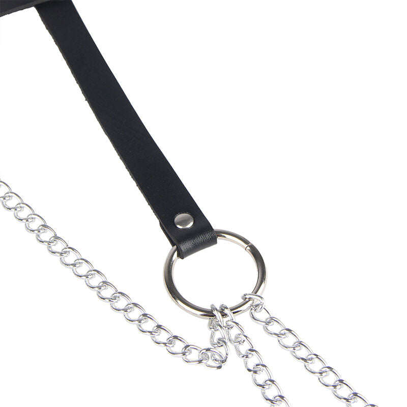 Elegant Black Leather Chain Belt