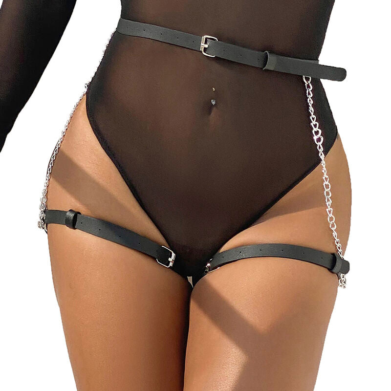 Elegant Black Leather Harness Belt
