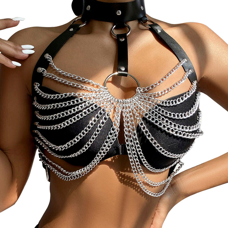 Stylish Chest Harness With Ring Chains
