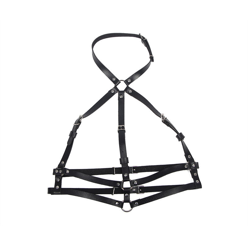 Black Leather Ring Chest Harness