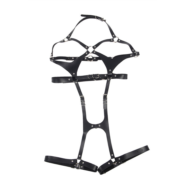 Seductive Body Harness with Leather Buckles