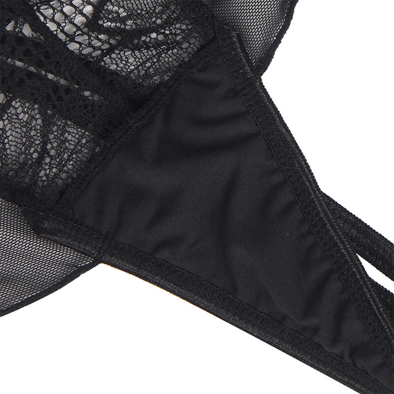 Black Lace Halter Neck Teddy with Bare Back