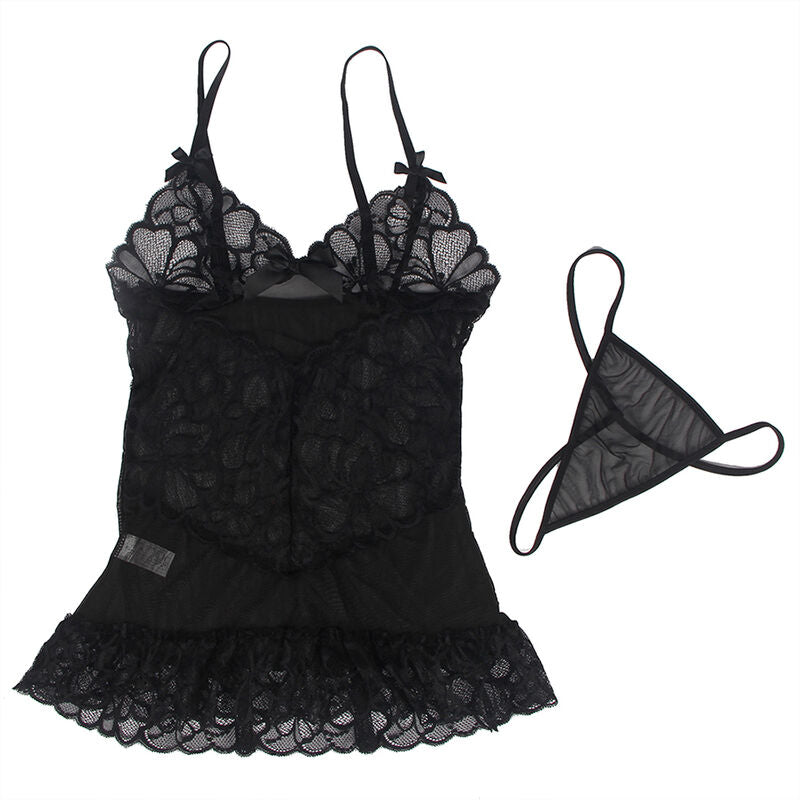 Babydoll em Renda Floral Preta S/M