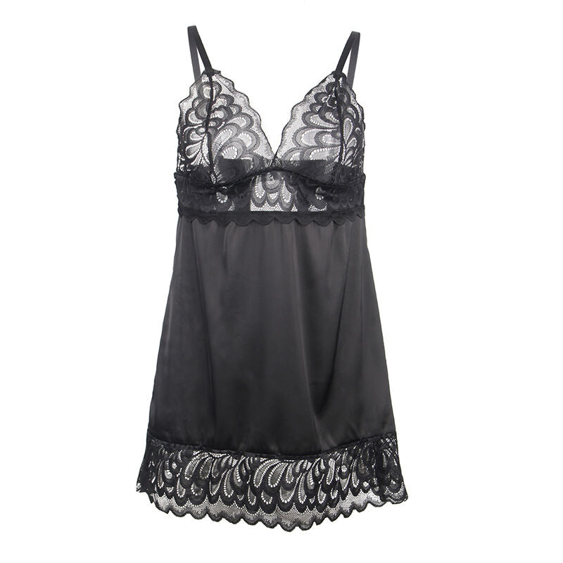 Babydoll Negro con Estampado Floral S/M
