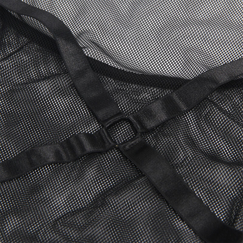 Sheer Halter Neck Lingerie Dress - Black S/M