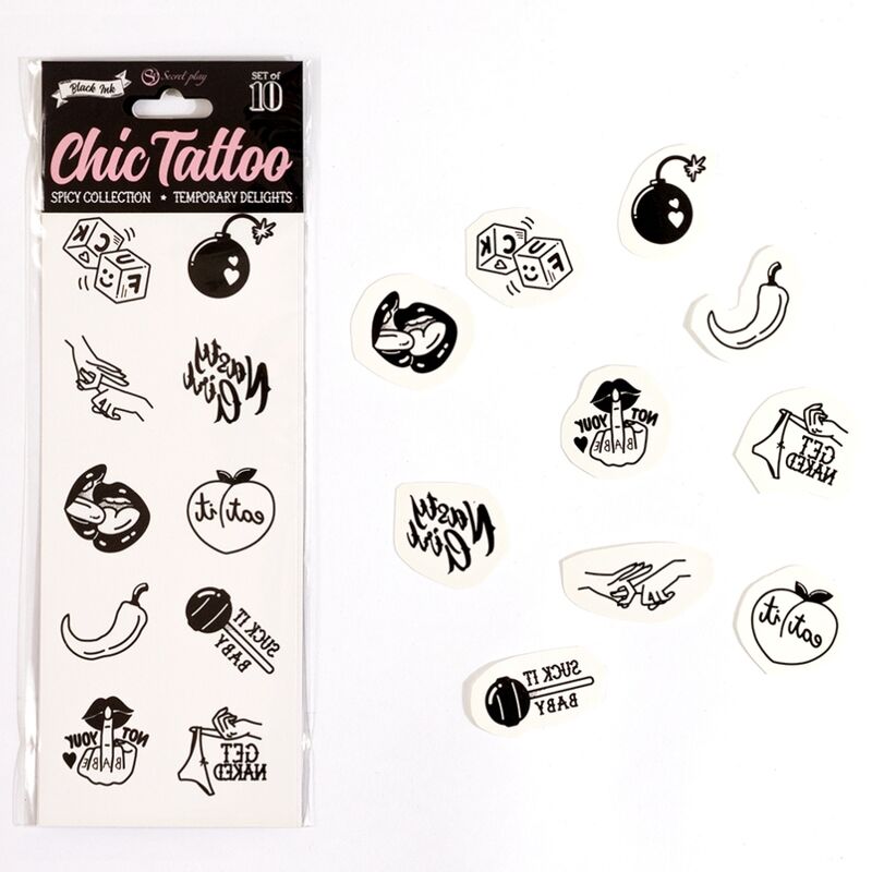 10pc Spicy Collection Temporary Tattoos