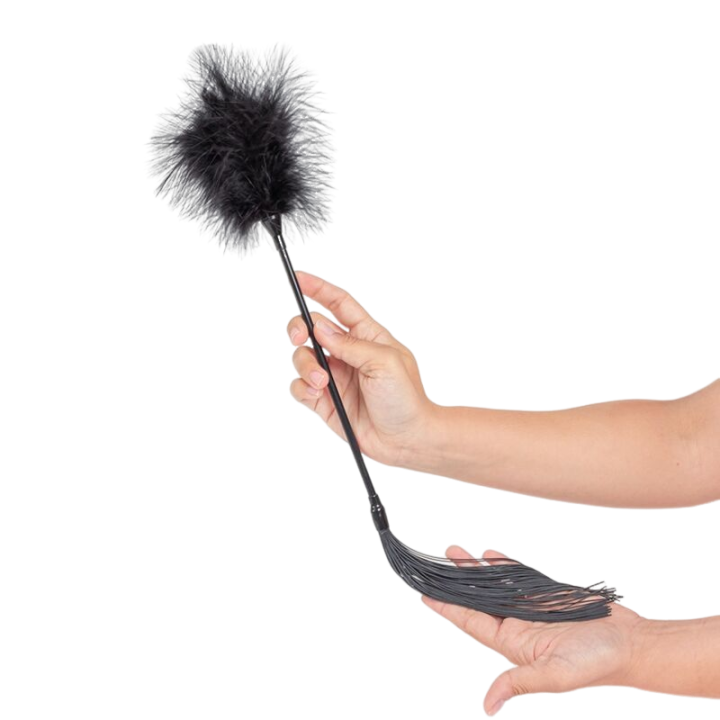 Elegant Black Whip with Soft Duster