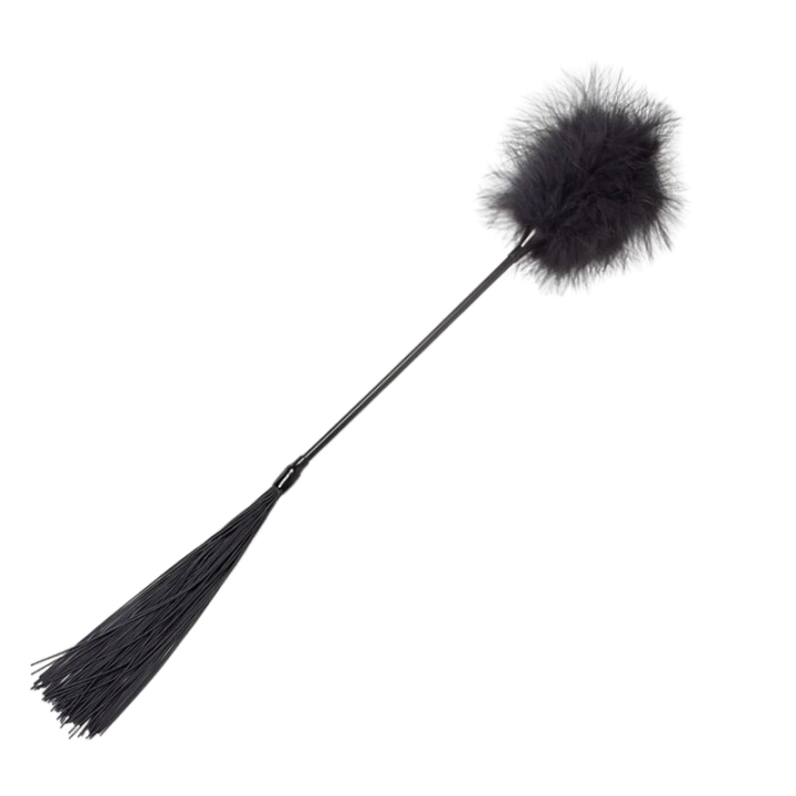 Elegant Black Whip with Soft Duster