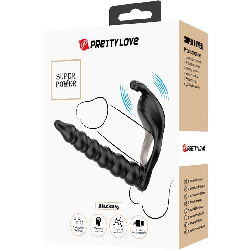 Anillo Vibrador con Plug para el Pene Blackney