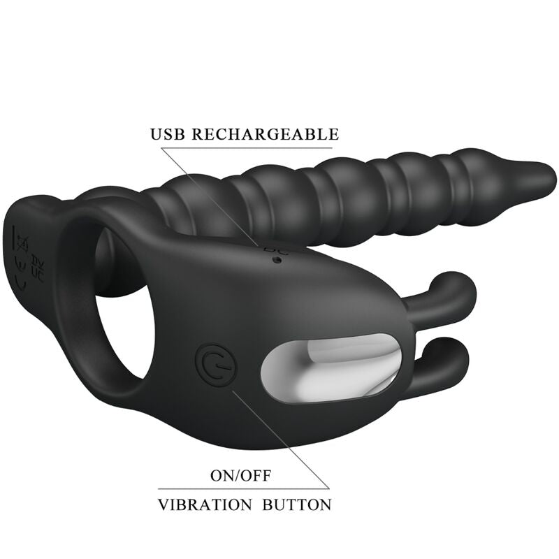Anillo Vibrador con Plug para el Pene Blackney