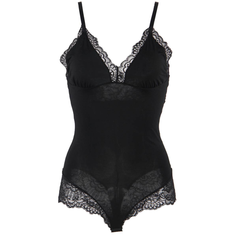 Body de Renda Floral Preto L/XL