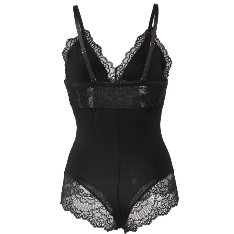 Body de Renda Floral Preto L/XL