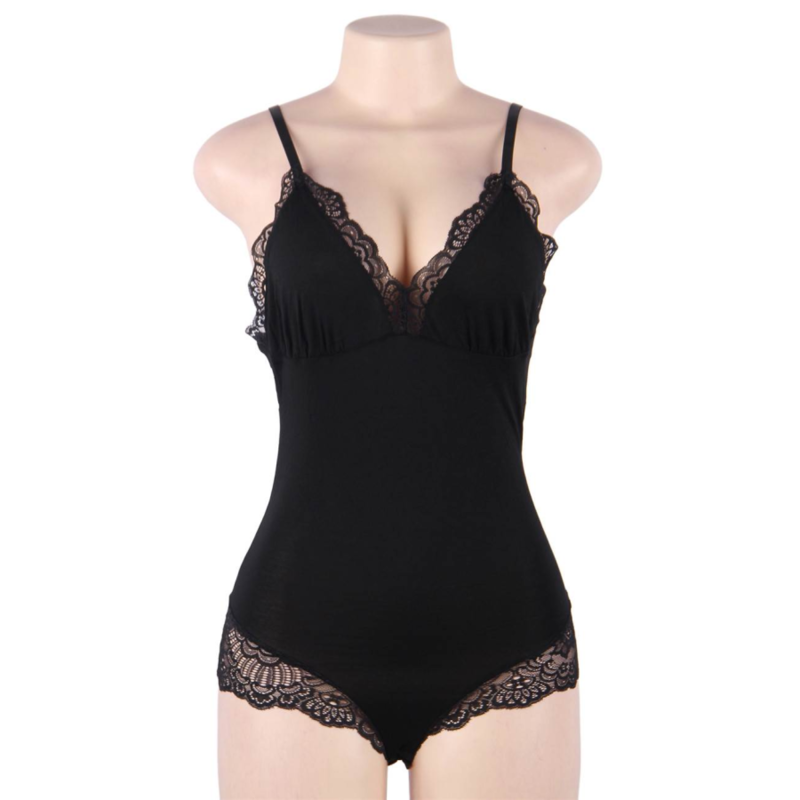 Black Floral Lace Teddy S/M