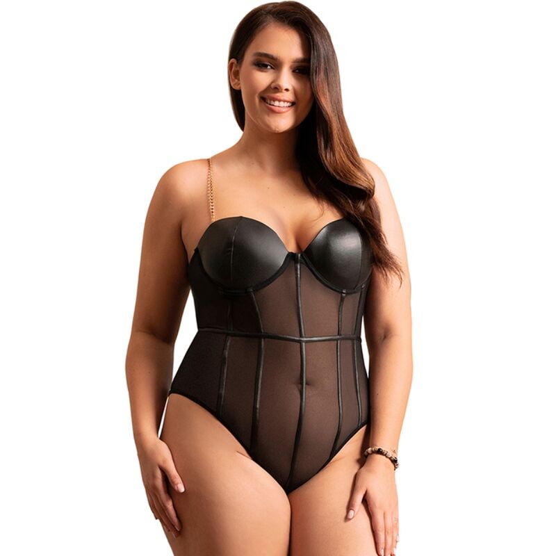 Black Chain Suspenders Bodysuit