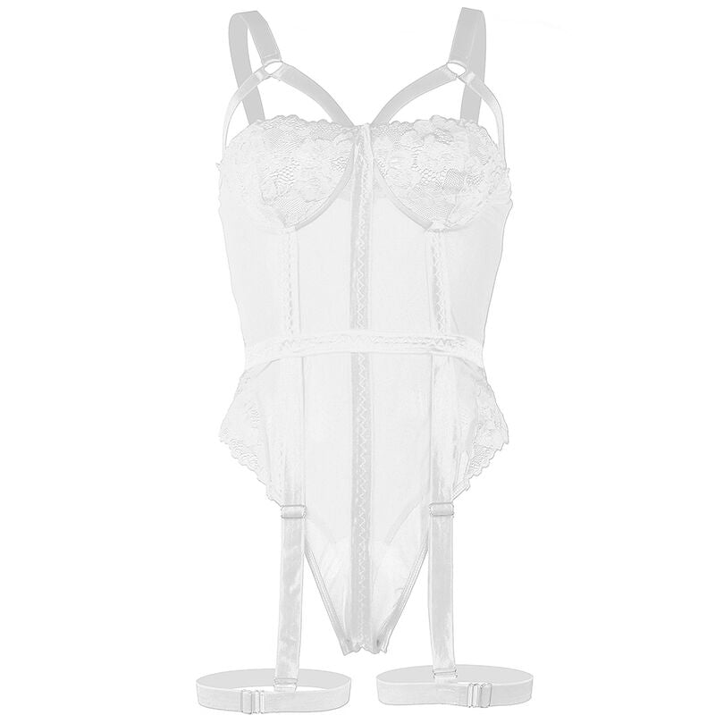 White Lace Teddy with Garter Straps L/XL
