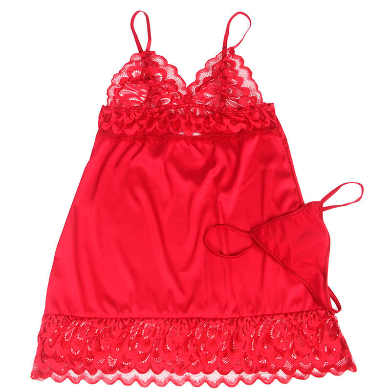 Babydoll de Satén Rojo y Encaje L/XL