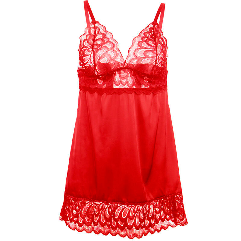 Babydoll de Satén Rojo y Encaje L/XL