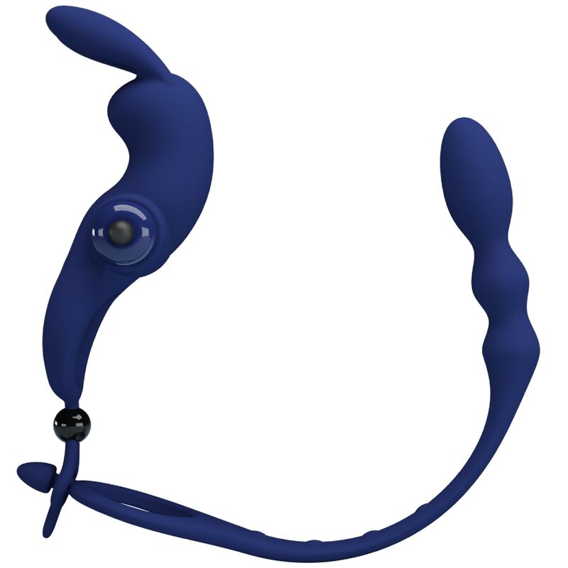 Ayad Rabbit Vibrator Ring with Plug - Blue