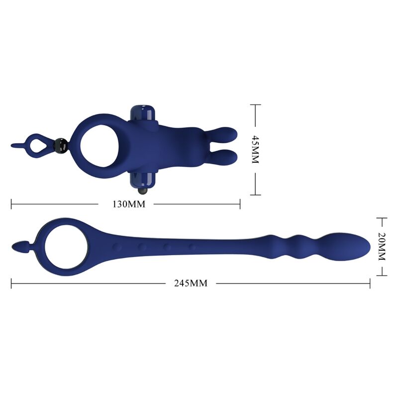 Ayad Rabbit Vibrator Ring with Plug - Blue