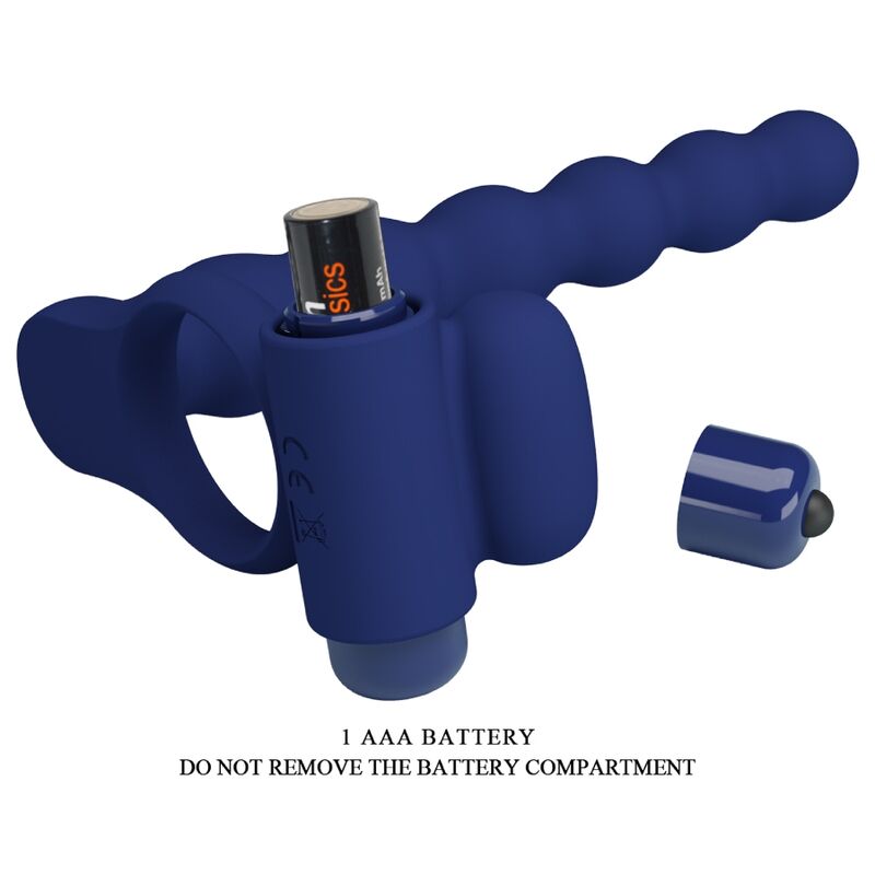 Ajmal Vibrating Ring With Anal Plug (Blue)