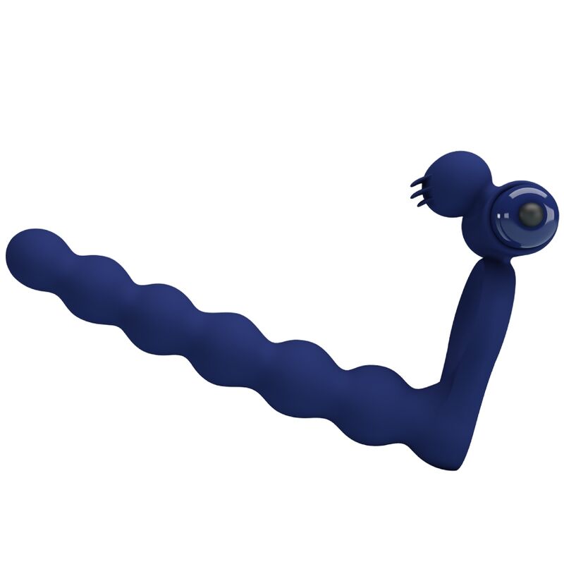 Ajmal Vibrating Ring With Anal Plug (Blue)