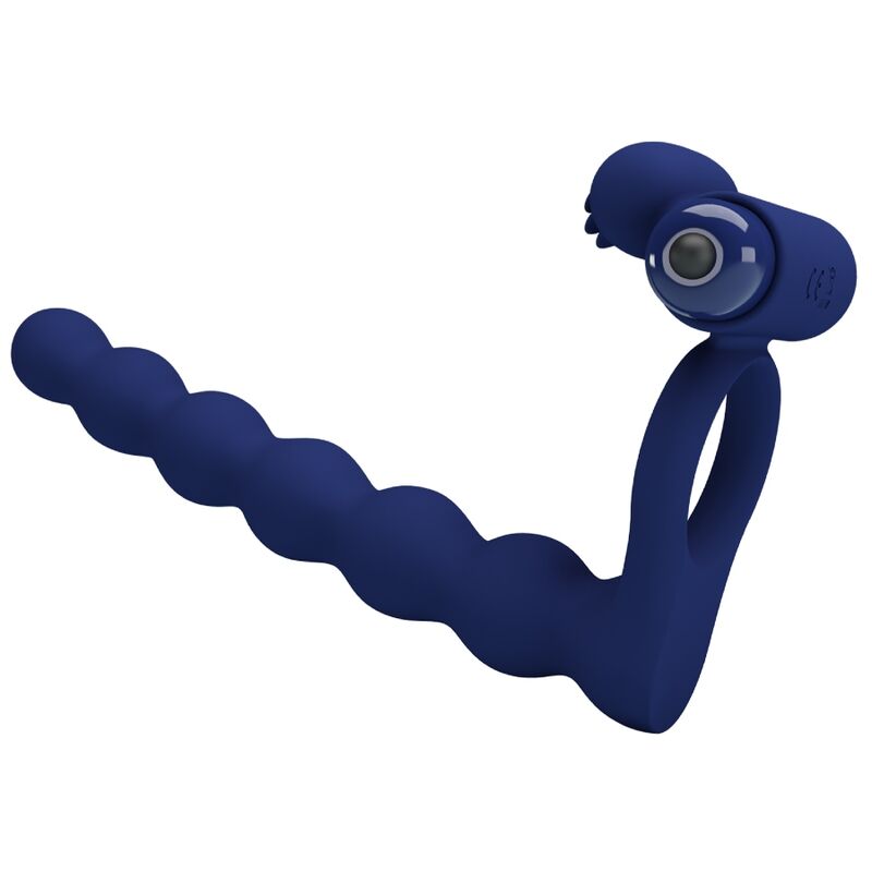 Ajmal Vibrating Ring With Anal Plug (Blue)
