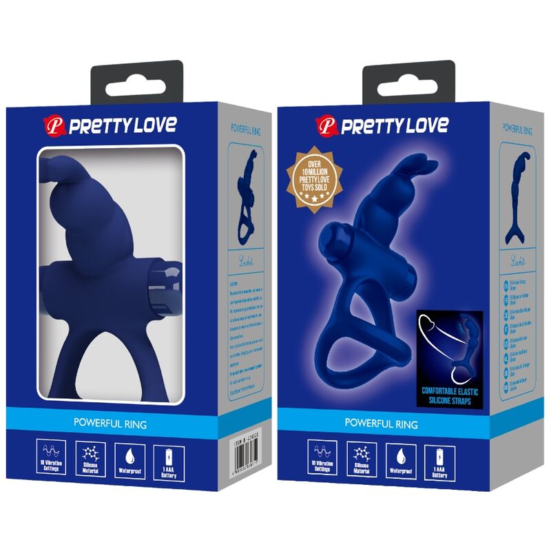 Luchito Blue Double Vibrating Rabbit Ring