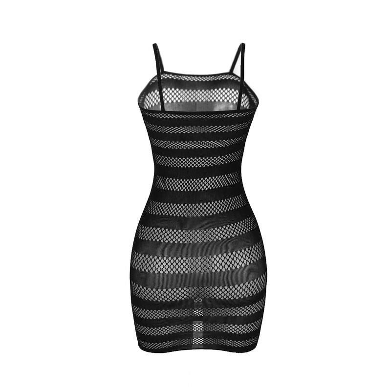 Vestido de Rede Arrastão Elegante com Riscas